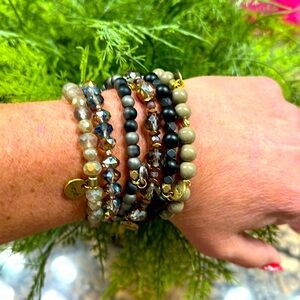 Erimish 6 piece bracelet set in pink drawstring bag